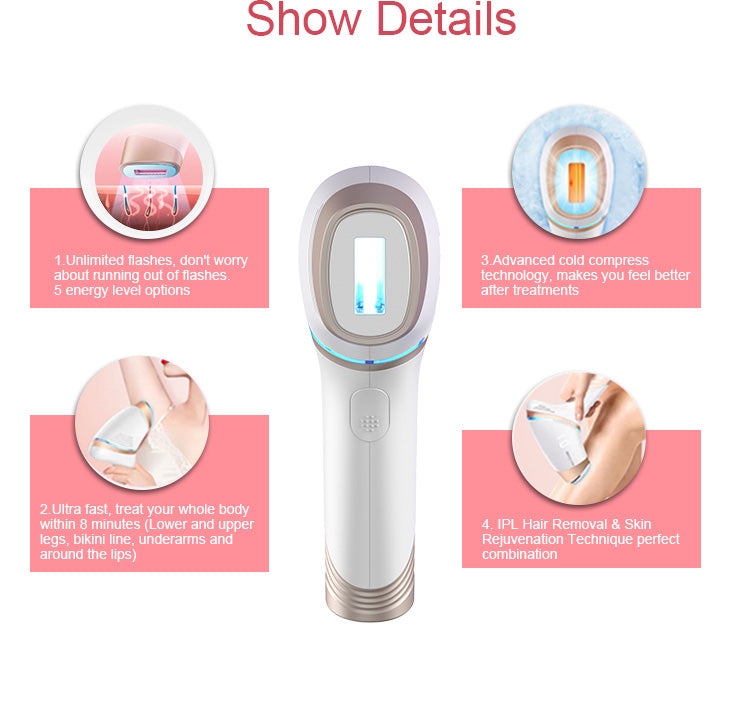 IPL Ice Cooling Laser Hair Removal Device – Painless Home Use 590nm